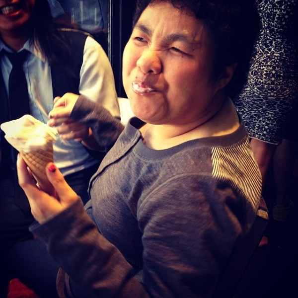 monic eating ice cream
