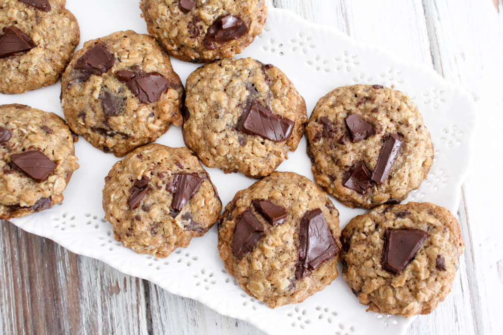 Dark Chocolate Chunk Oatmeal Cookies