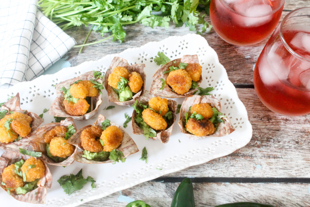 Guacamole Popcorn Shrimp Cups - Confessions of a Chocoholic